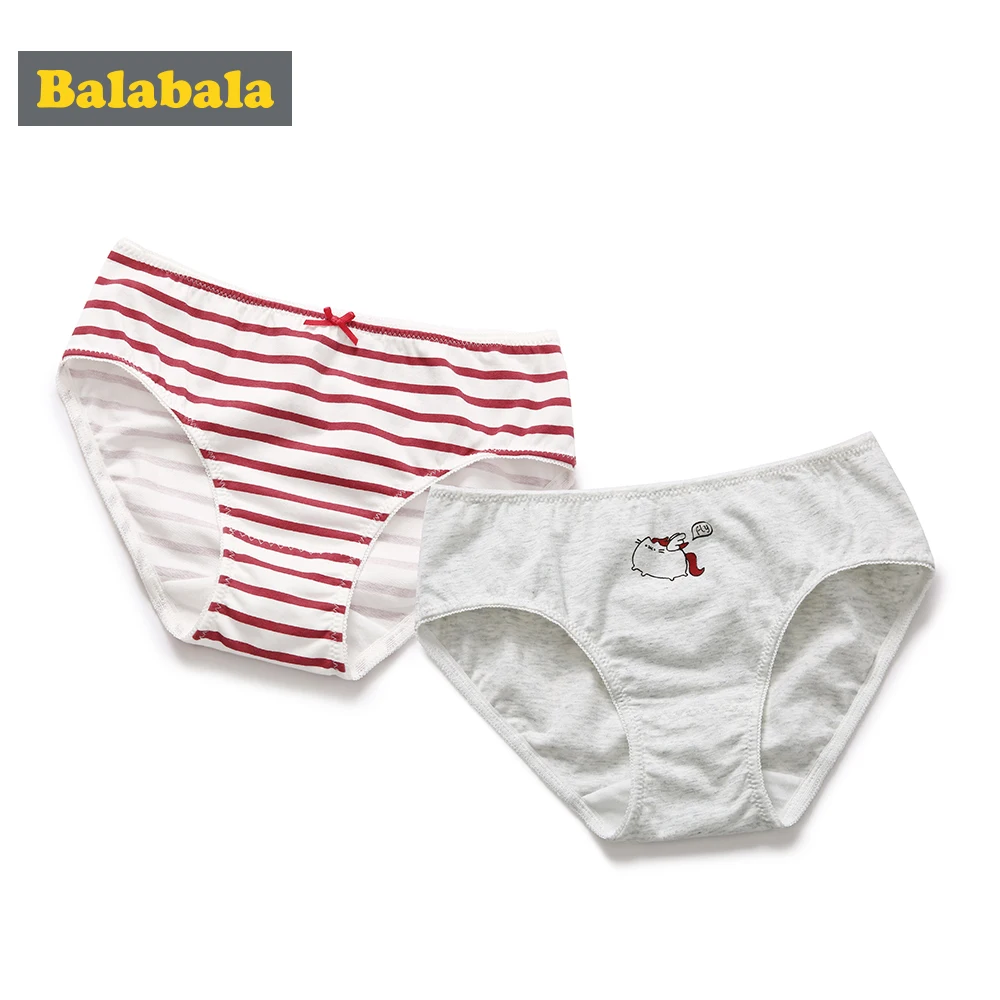 Balabala 2-Pack Striped Cotton Undies for Teenager Girl Puberty Underwear Briefs Calcinha Infantil Majtk with Bow Tie Elast | Мать и