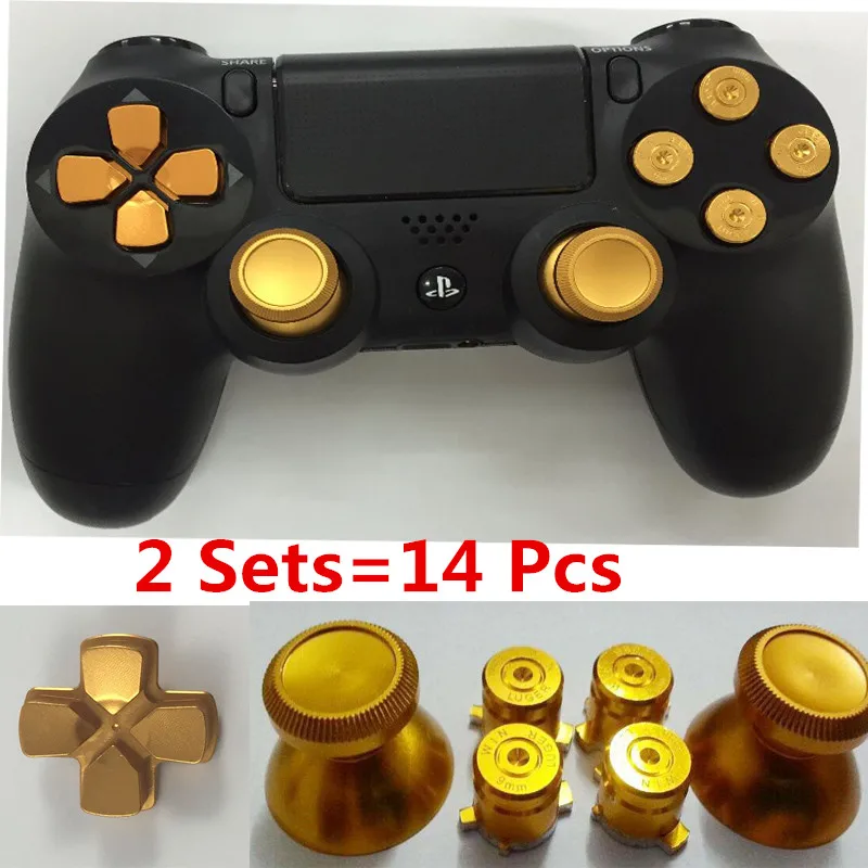 2 набора золотистые металлические аналоговые стики + стрелка D pad 9 мм пулевые
