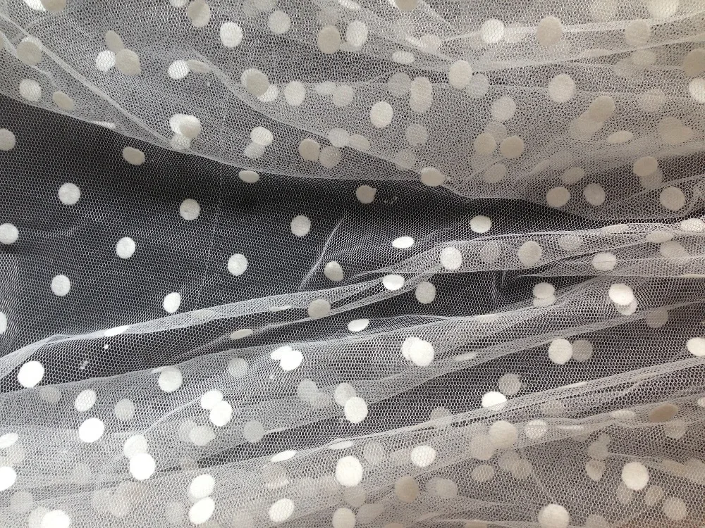 Лидер продаж новинка 160 см широкая Мягкая сетчатая ткань в горошек цвета слоновой