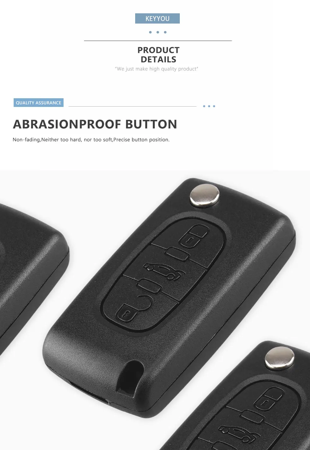 KEYYOU 3 кнопки дистанционного ключа автомобиля в виде ракушки чехол для ключей для peugeot 207 208 307 308 408 партнер HU83 лезвие CE0536