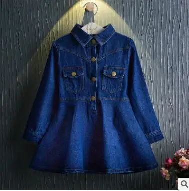 

2018 Girls autumn denim long sleeve dress , dress for girl kids , baby girl, 5pcs/lot LXY01