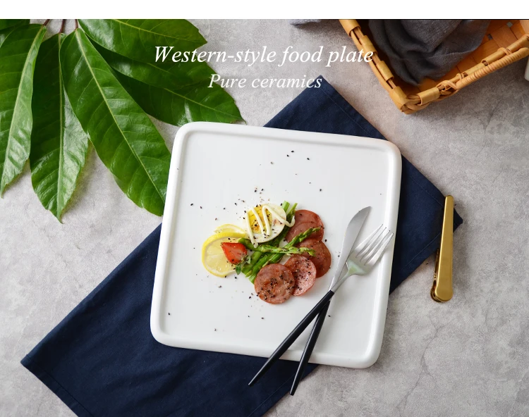 Fashion Pure Shop Ceramic Tableware Square Abalone Fish Plate Western Dish Steak Spaghetti New Kitchen Utensils | Дом и сад