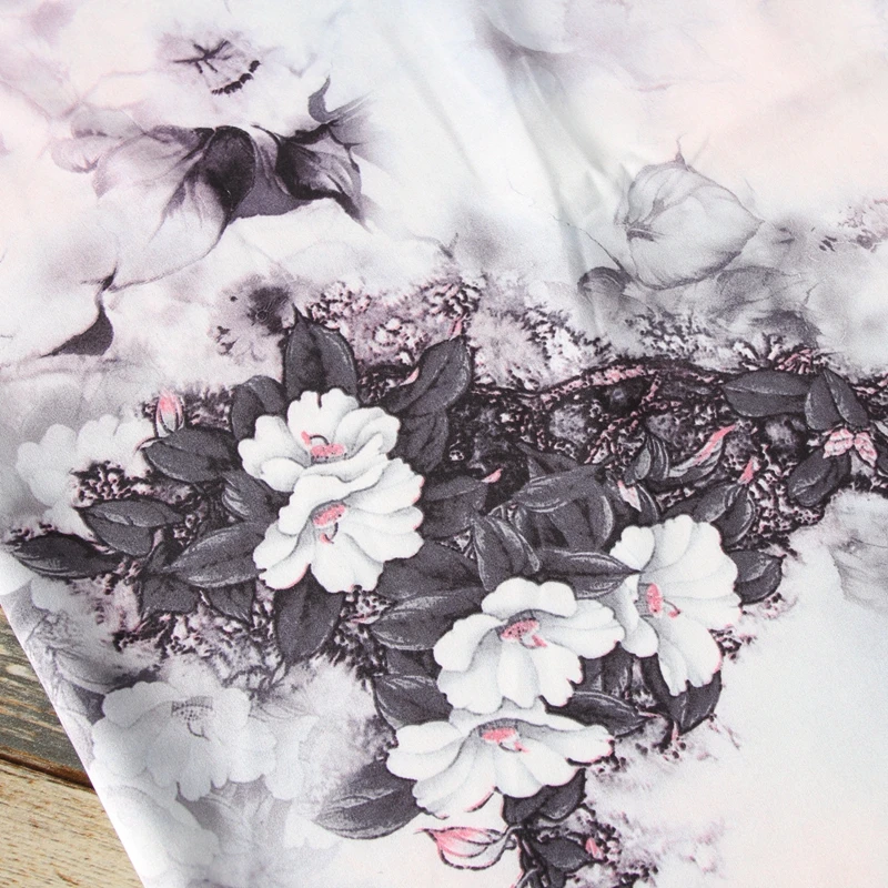 FYS55 1 м белый цветы шелковой ткани в китайском стиле из для Cheongsam Gambiered Canton марлевой