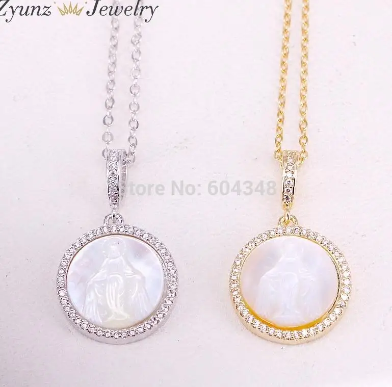 Style C Necklace 5 нитей ZYZ323-8778 кубического циркония микро проложить Шарм, Мэри/Иисуса оболочки кулон с cz подвеска ожерелье бижутерия - Окраска металла: Style C Necklace