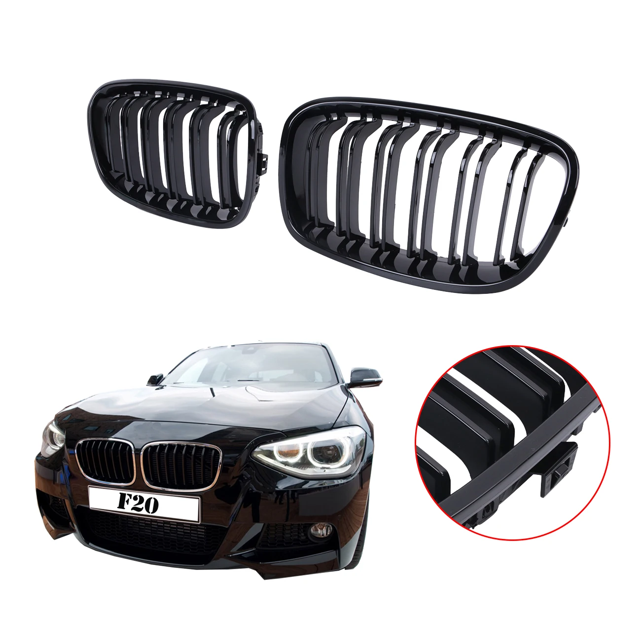 Двойная планка переднего решётка радиатора Форма гриль для BMW F20 F21 118i 120i 125i 2010-2014