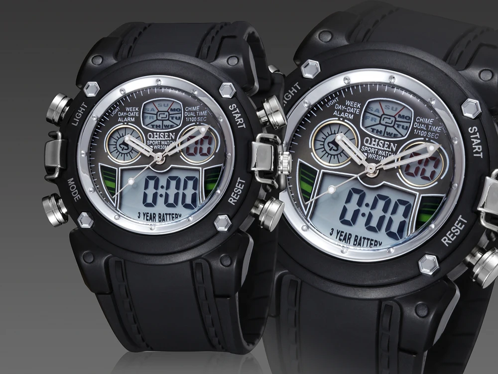 Спортивные водонепроницаемые часы с двойным дисплеем электронные светодиодные