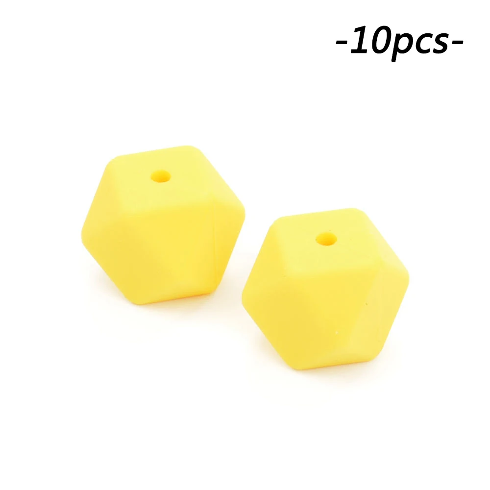 yellow LOFCA 10 шт./лот шестигранные бусины 17 мм геометрические силиконовые бусины BPA бесплатно детские жевательные прорезыватели зубопрорезыватель соска зажим - Цвет: yellow