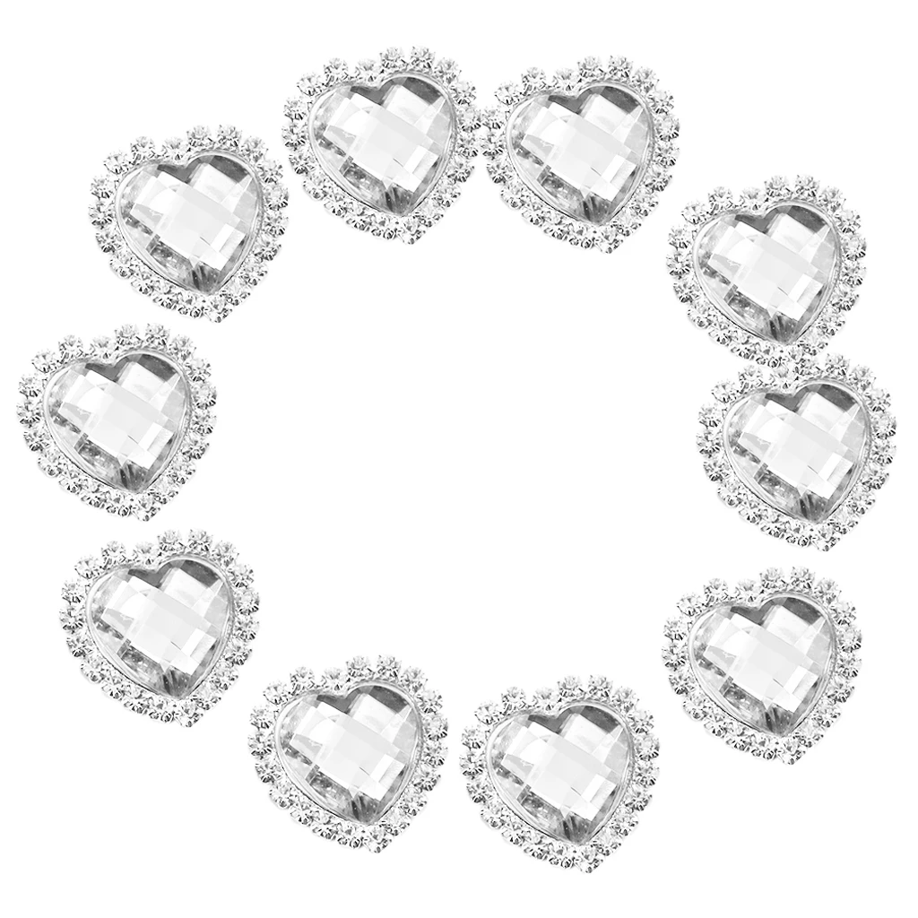 10 шт. прозрачные кристаллы стразы кнопки в форме сердца украшение на плоской