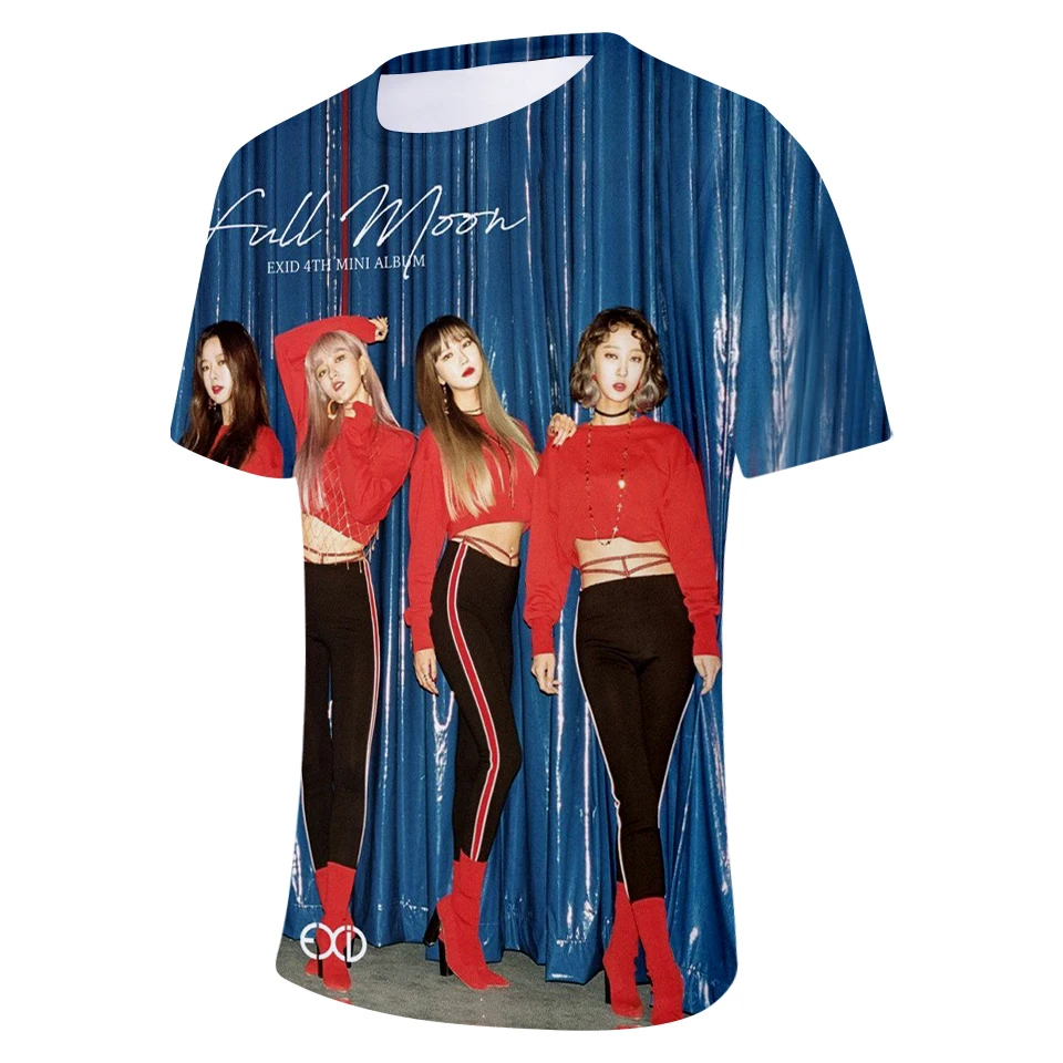 В Стиле Хип-хоп модная фирменная одежда KPOP EXID 3D женские футболки Harajuku с коротким