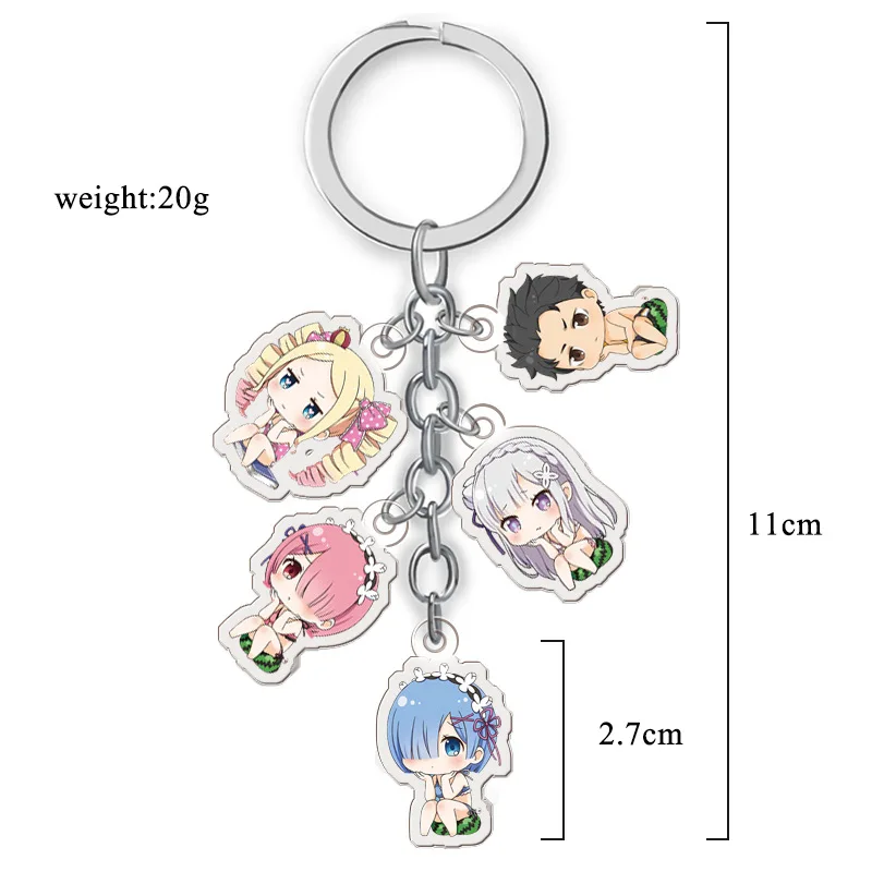 Брелок для ключей 5 в 1 с аниме Re Zero | Украшения и аксессуары