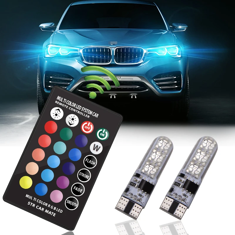 2x T10 W5W светодиодный RGB лампа габаритные фонари для автомобиля Ford Focus 1 2 3 Fiesta Ranger