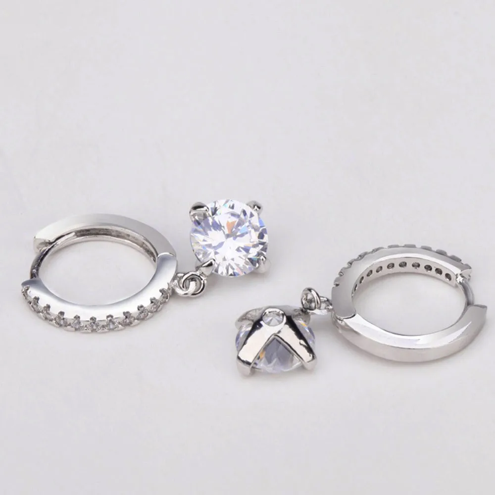 Luoteemi цикл с 8 мм 2ct Круглый CZ Серьги кольца крошечный маленький кубический циркон