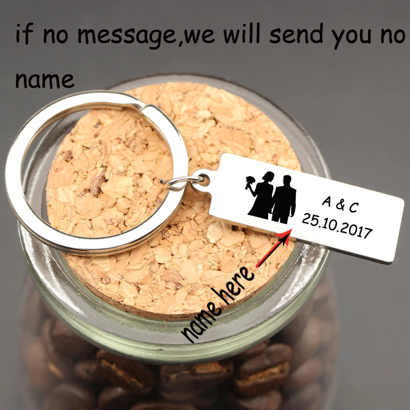 Fashion Stainless Steel Keychain Personalized Custom Name Letter And Date For Couple Wedding Anniversary Trendy Gift Key Ring | Украшения и