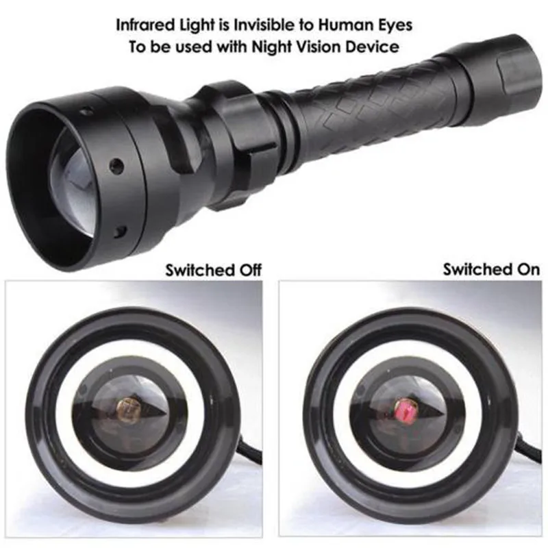 Фонарик 10 Вт IR 850nm T50 LED 2*18650 Дальний инфракрасный охотничий фонарь с ночным
