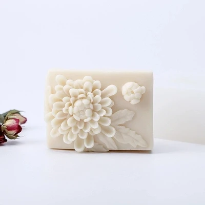 

Mold Silicones Soap Mold 3d Relief Silica Gel Die Aroma Stone Handmade Flowers Rectangular Chrysanthemum Silicone Moulds PRZY