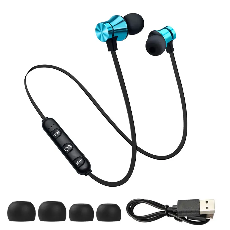 Black blue Магнитная аттракционная Беспроводная bluetooth-гарнитура с шумоподавлением, водонепроницаемые спортивные наушники с микрофоном для Meizu Xiaomi sony - Цвет: Black blue