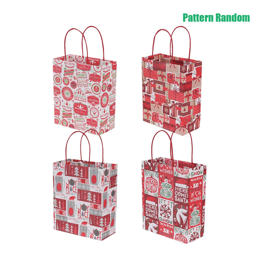 H-Pattern Random 1 шт. рождественские крафт-бумажные пакеты с ручкой Санта-Клаус Лось Конфеты Шоколад печенье в подарок вечерние принадлежности Свадебные сувениры - Цвет: H-Pattern Random