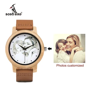 Мужские часы с логотипом на заказ, повседневные кварцевые часы из бамбуковой древесины и кожи, подарок на день рождения для влюбленных