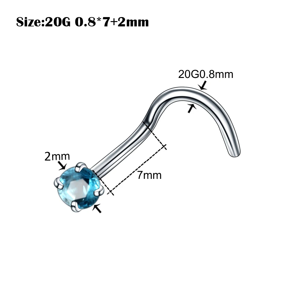 B1513 1 шт., 20 г, стальные кольца для пирсинга носа, Zircon, золото, пирсинг носа, шпильки, кольца, серебро, Neus, ювелирные изделия для пирсинга тела, пирсинг - Окраска металла: B1513