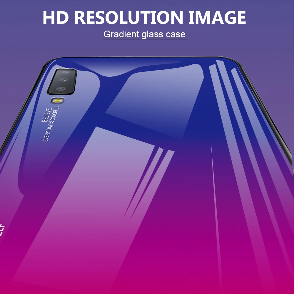 Чехол для мобильного телефона Samsung Galaxy A7 2018 с градиентным закаленным стеклом