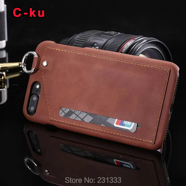 Жесткий чехол из искусственной кожи для Iphone 7 7Plus I7 6 6S Plus I6 с отделением карт и