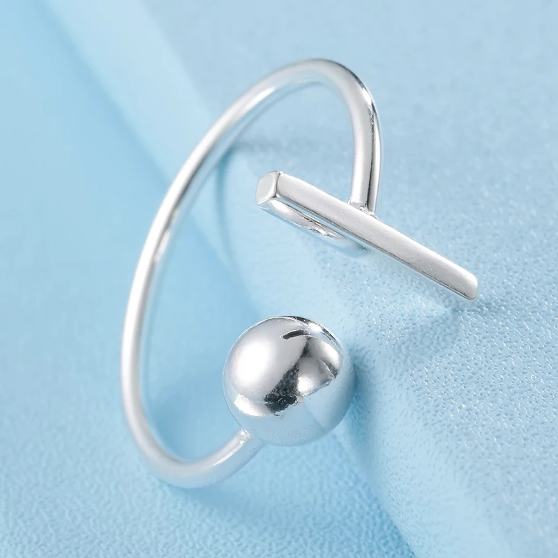 Shineland 100% 925 Sterling Silver Smooth Punk Style Ball Round Open Rings For Women High Quality Lady Prevent Allergy Jewelry | Украшения