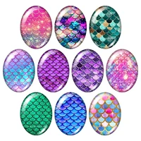 beauty colorful fish scales 13x18mm18x25mm30x40mm mixed oval photo glass cabochon demo flat back jewelry findings tb0041