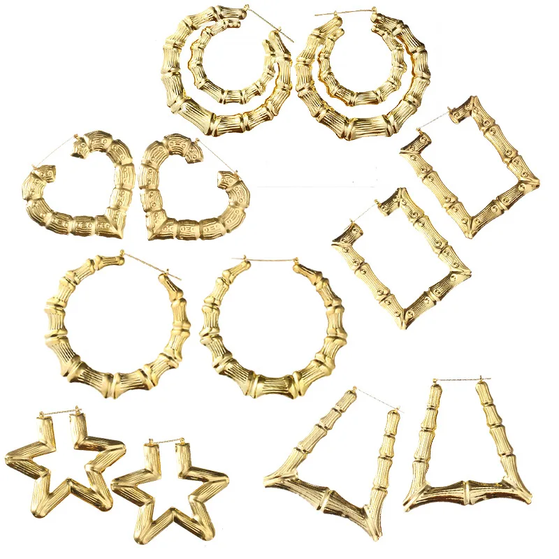 Legenstar New Limited Acrylic Hiphop Earings Oorbellen Orecchini Large Bamboo Joint Hoop Earrings Gold Color Korean Earring | Украшения и