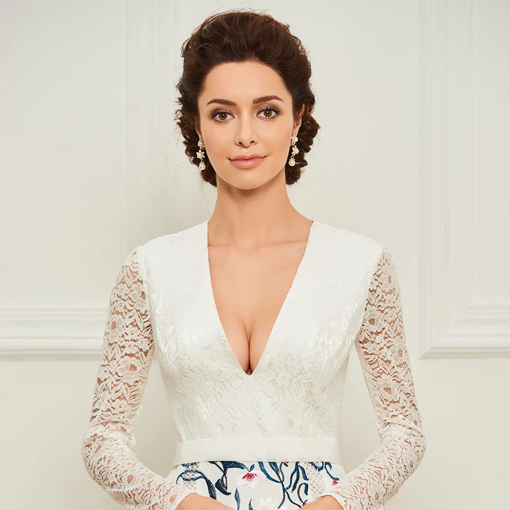 Платье для мамы и дочки Dressv длинное кружевное платье до колена с длинным рукавом