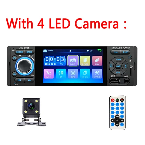 With 4 Led Camera AMPrime 1 din автомобильное радио Зеркало Ссылка Bluetooth Авторадио сенсорный экран авто стерео видео Usb/Aux плеер MP5 с камерой заднего вида - Цвет: With 4 Led Camera