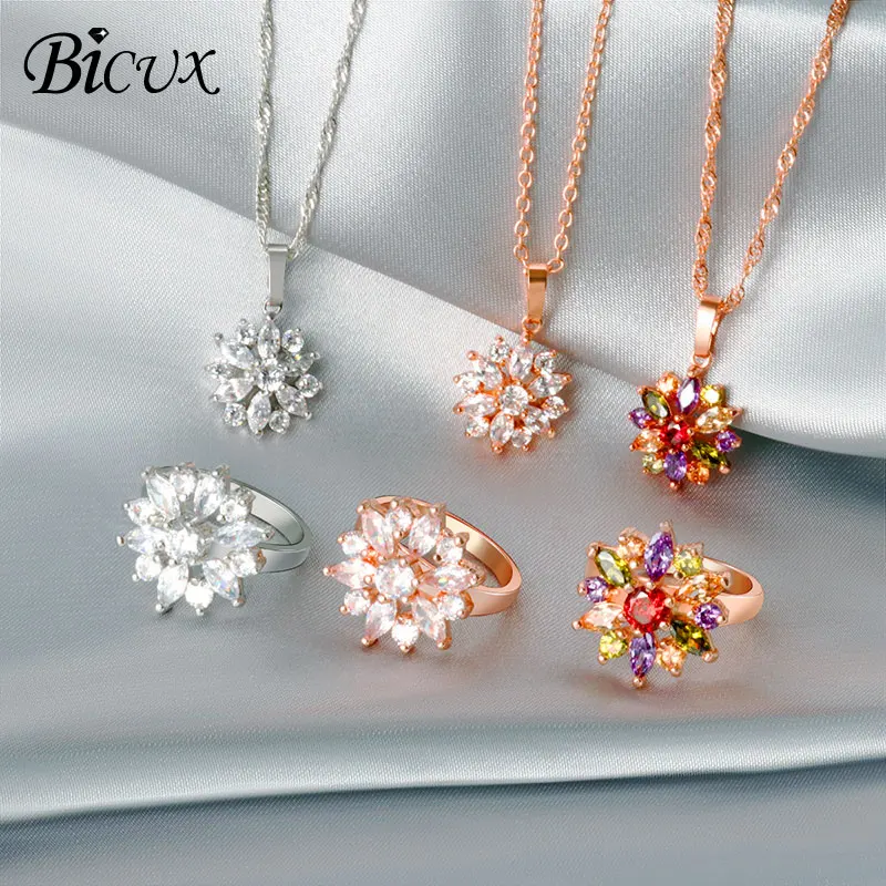 BICUX модные роскошные лучшее соответствие Цвет Снежинка женские кольца с