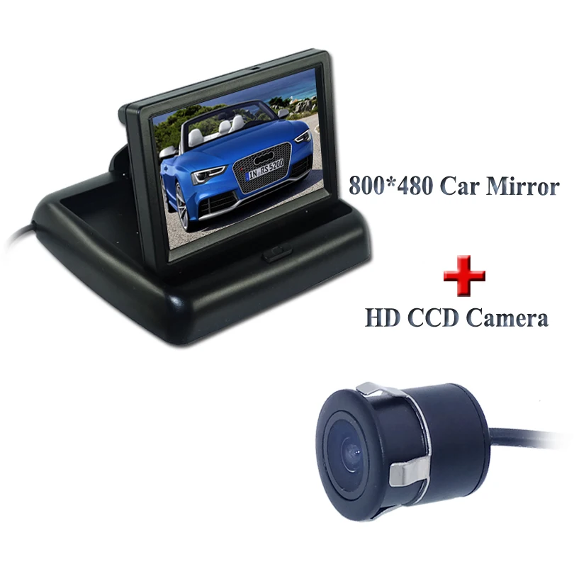 

New Promotion Parking Assistance Night Vision Car CCD Rear View Camera With 4.3" Color LCD Car Video Foldable Monitor Camera