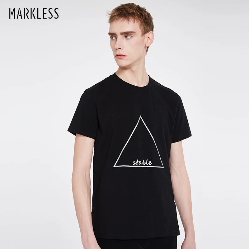 Мужская хлопковая футболка с принтом Markless Повседневная летняя круглым вырезом 2