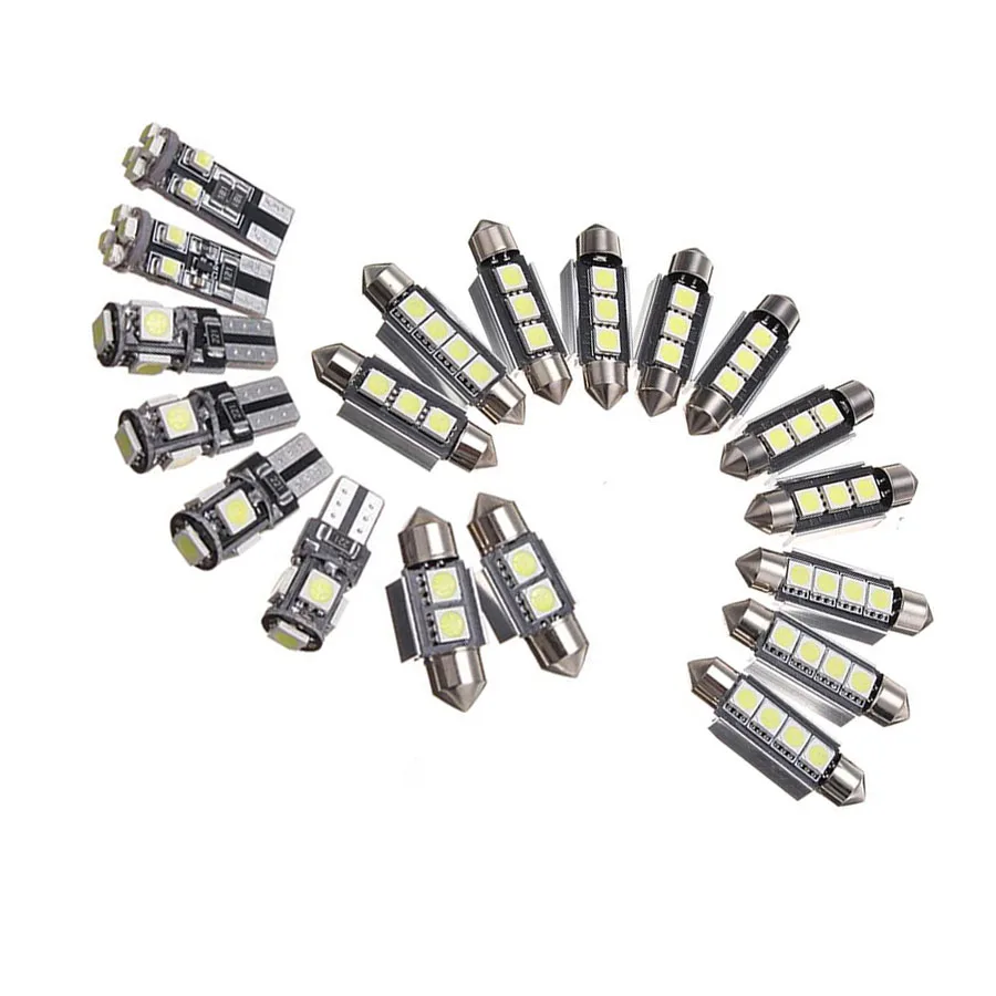 

19X White Car LED Light Kit Interior Dome Map Reading License Plate Reverse Footwell Glove Box Lights 12V