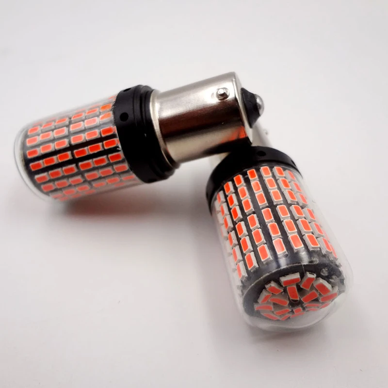 2 шт. Автомобильные светодиодные лампы S25 1156 BA15S 1157 BAY15D P21/5W super 144 SMD canbus 12 В 24