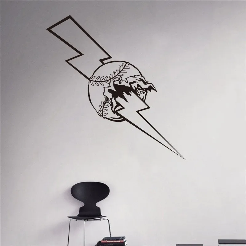 Новое поступление Молнии Болт бейсбольные настенные наклейки для интерьера