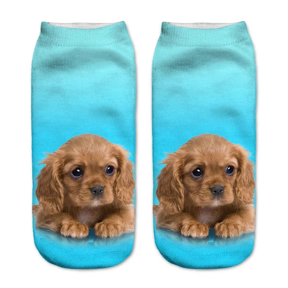 Милые носки с объемным рисунком короткие до щиколотки низким вырезом синие