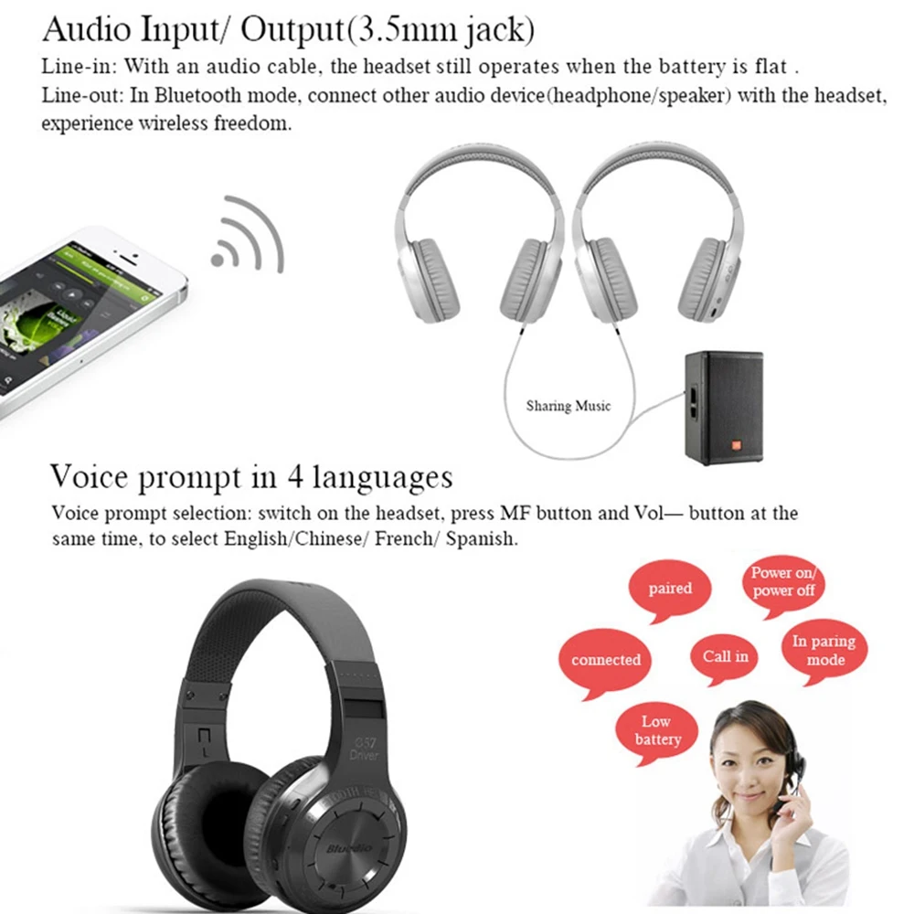 Bluedio HT беспроводные Bluetooth наушники HIFI Super Bass Музыкальная гарнитура спортивные с