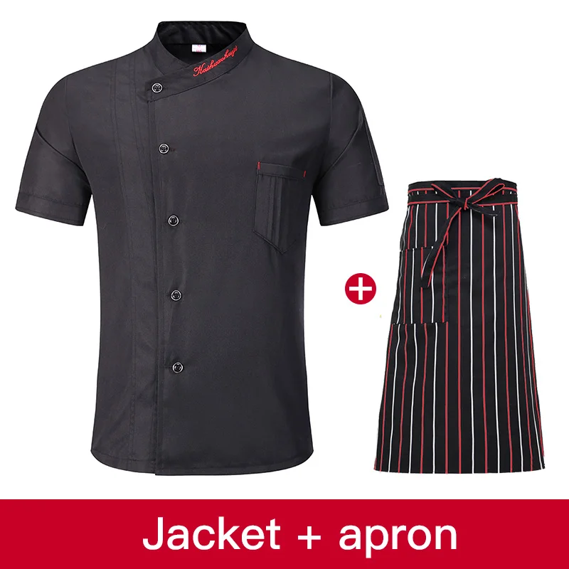 Jacket apron Черная куртка шеф-повара рубашки Новая одежда Униформа для гостиничного шеф-повара Ресторан официантки Униформа питание пекарня кухня рабочая одежда - Цвет: Jacket apron