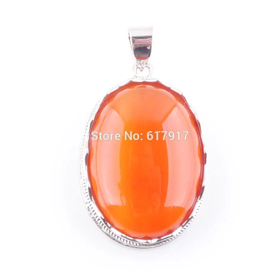 Agate Pendant RONGZUAN прекрасный натуральный розовый Quartzs бирюза Агаты Jaspers камень яйцо форма бисера кулон цепочки и ожерелья цепи для женщин ювелирные изделия TBN376 - Окраска металла: Agate Pendant