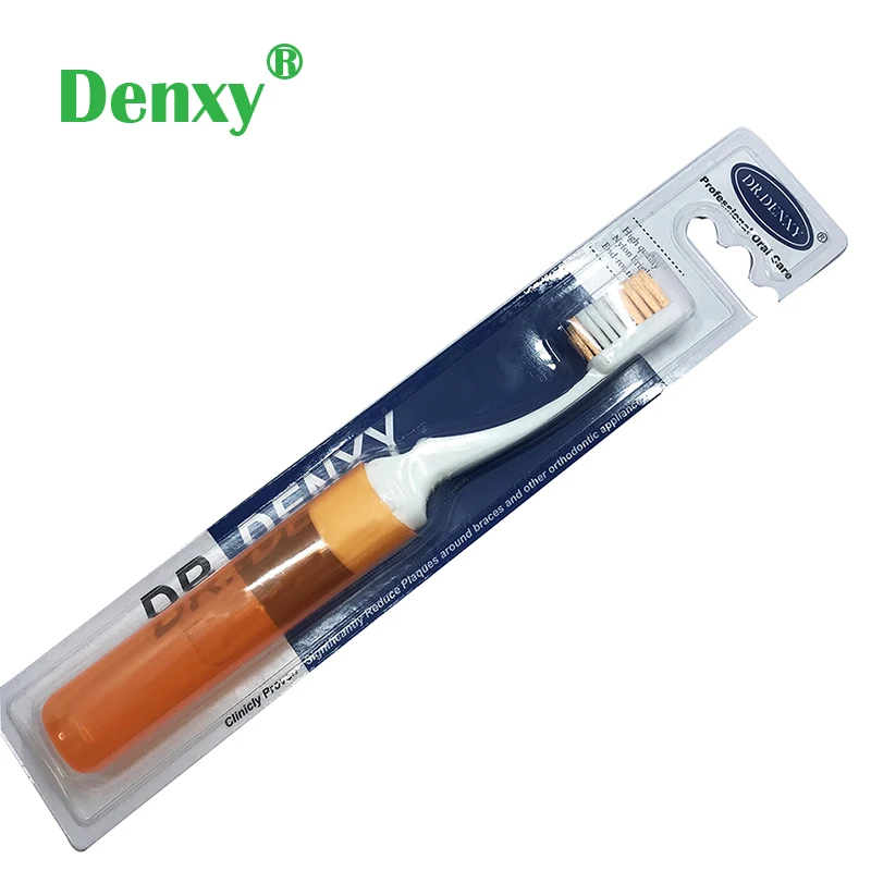 Оранжевый Denxy 6 шт., Ортодонтические зубные щетки для взрослых, v-образная отделка, Мягкая зубная щетка для чистки зубов, зубные брекеты, дорожная зубная щетка - Цвет: Оранжевый