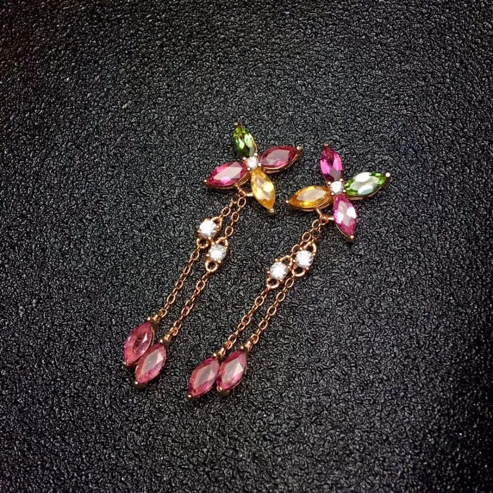 

Женские серьги Almei, из серебра 925 пробы, с натуральным турмалином, 2,5 Х5 мм х12 шт., Свадебные обручальные ювелирные украшения с драгоценным кам...