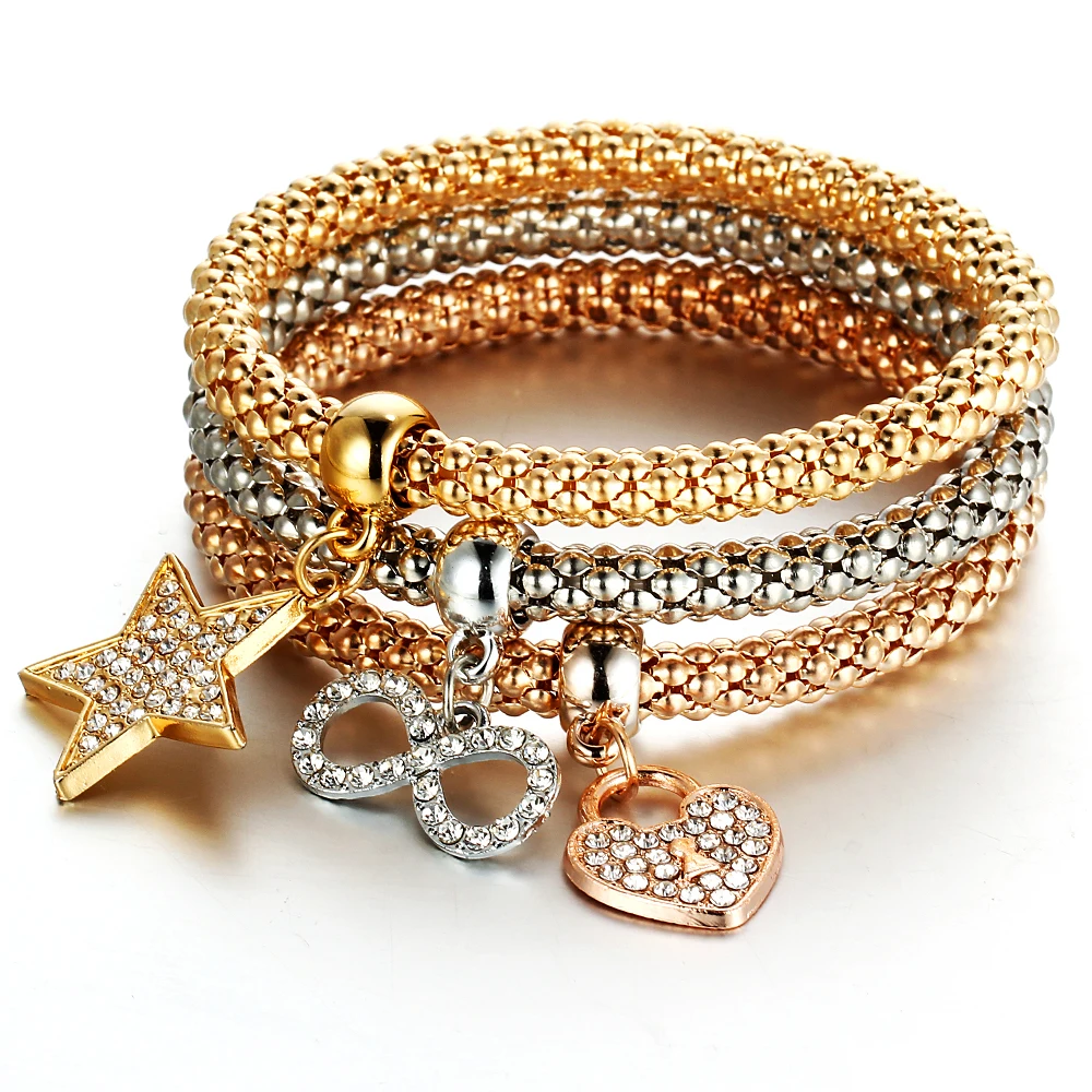 Женский браслет с кристаллами IF ME модный золотого цвета подвеской из горного