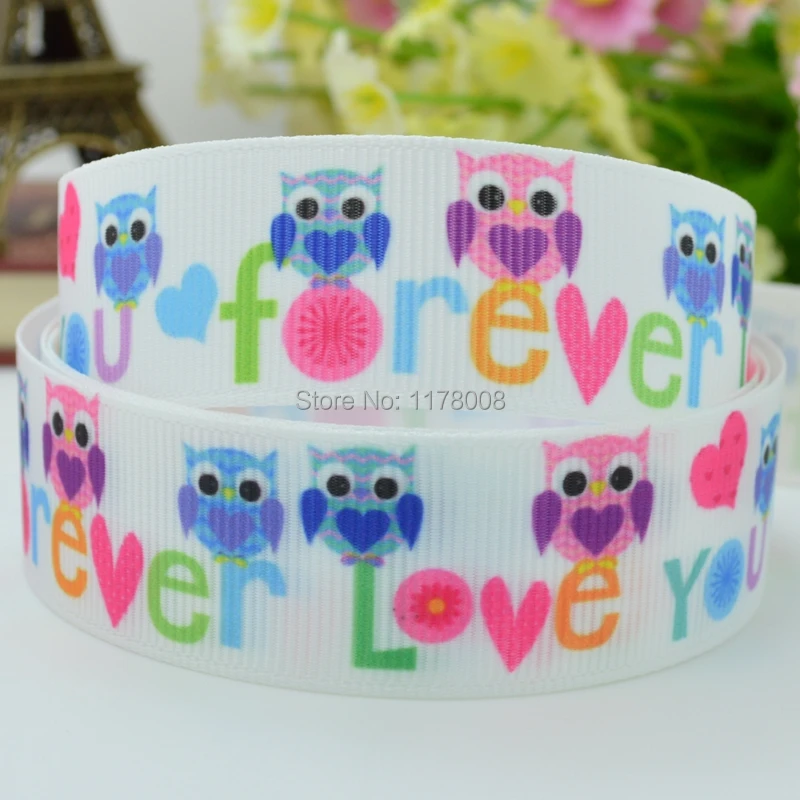 DUWES 7/8 &quot22 мм Forever love you Сова Печать grosgrain лента бант для волос DIY ручной работы