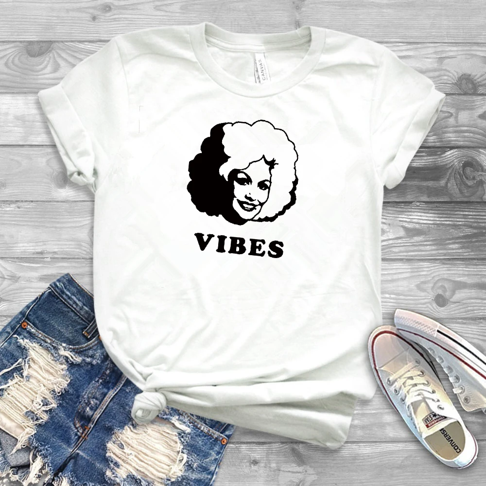 2019 Для женщин Долли футболка Vibes Партон Графические футболки кантри изящная