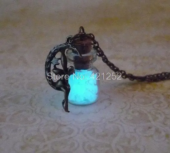 

12pcs/lot Glow In The Dark Necklace Fairy charm Fantasy Glowing Jewerly Necklace