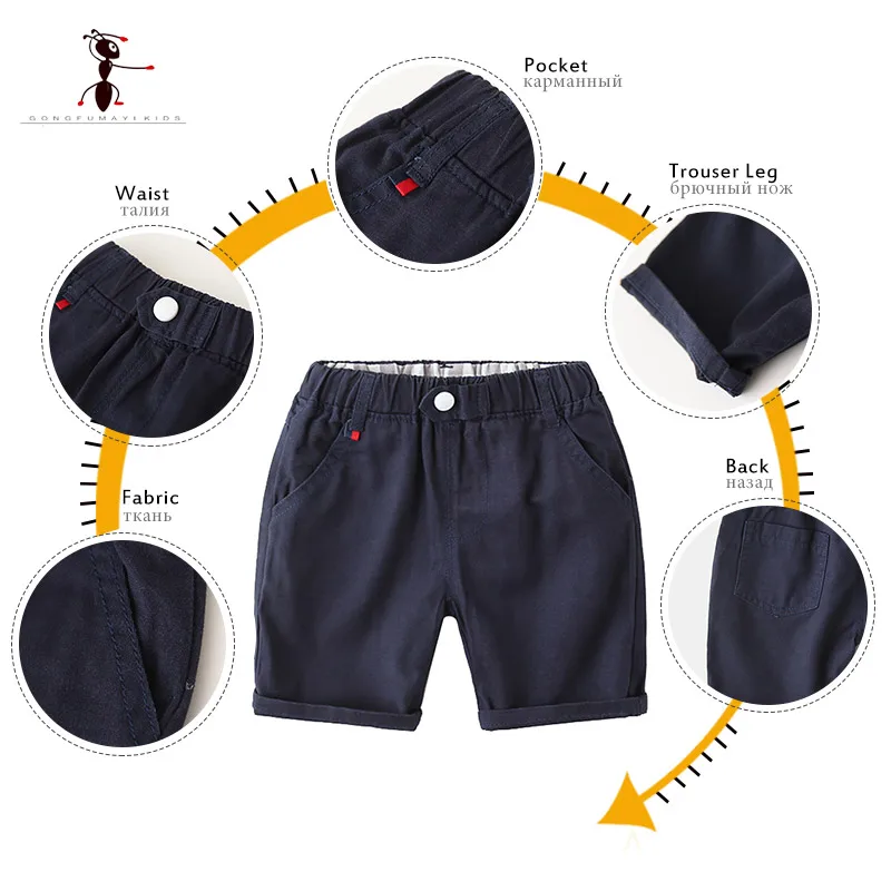 

Kung Fu Ant 2019 Summer Casual Baby Short Pants Cotton Elastic Waist Kids Seaside Clothing Fashion Solid Knee Length Boy Pants