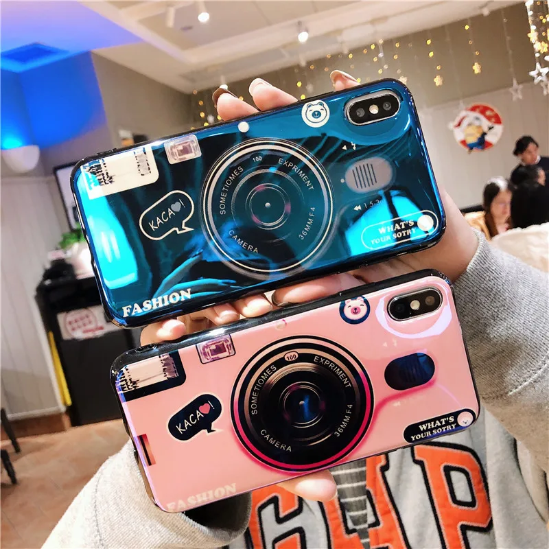 Чехол Honor 20 чехол для Мягкая силиконовая Обложка TPU Ретро камера Air с держателем Blu