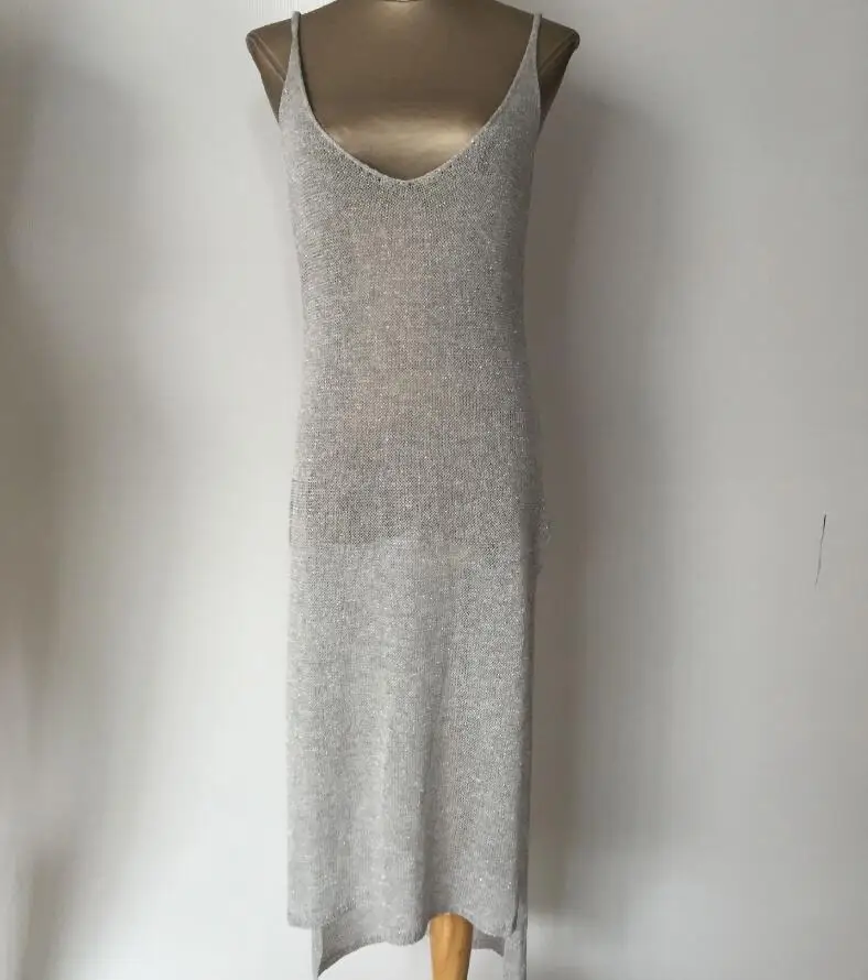 Растягивающееся женское летнее сексуальное пляжное платье с вырезом