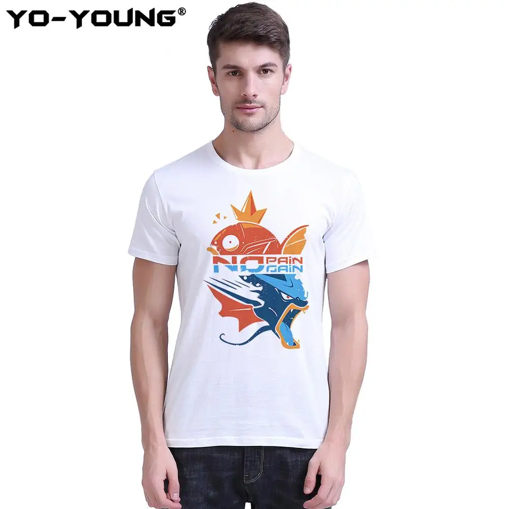 Yo-Young Men футболки унисекс повседневные Аниме Покемон Пикачу Mewtwo принт 100% 180 gsm